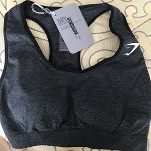 Gym shark sports bra black marl - medium.